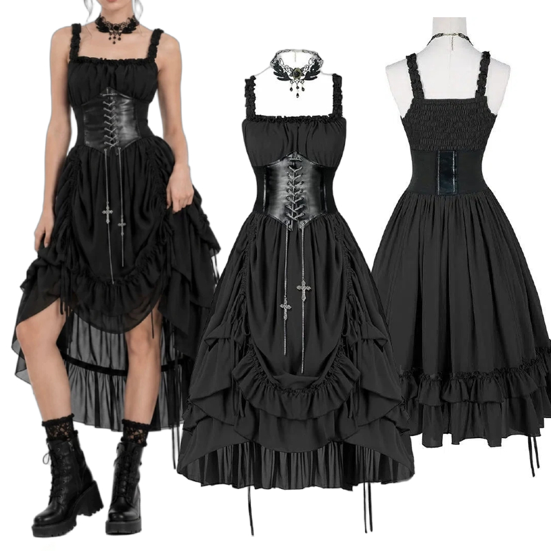 Women Gothic Dress Corset Slip - đánh giá và giá Vintage Fashion Dresses