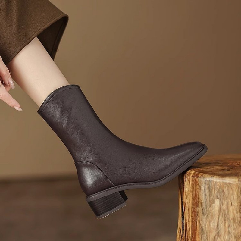 Women Square Toe Leather Ankle - đánh giá và giá Vintage Fashion Dresses